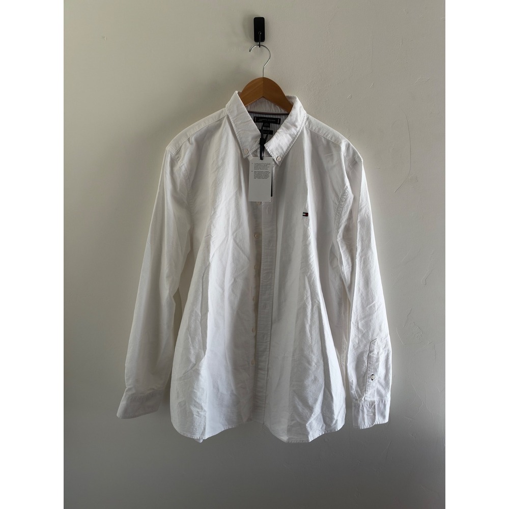 Tommy Hilfiger Mens White Button Down Shirt Regular Fit Long Sleeve XXL NWT
